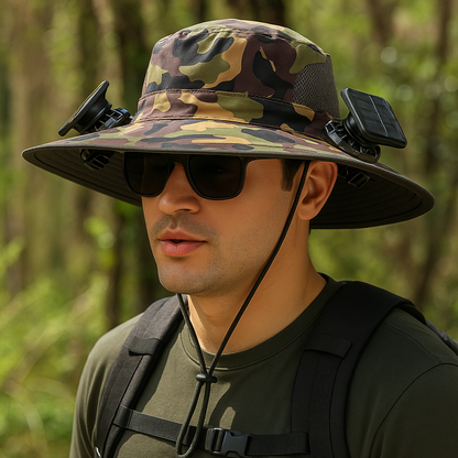BreezeWorks Solar Fan Wide Brim Hat
